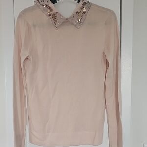 Club Monaco Embellished Collar Blush Sweater